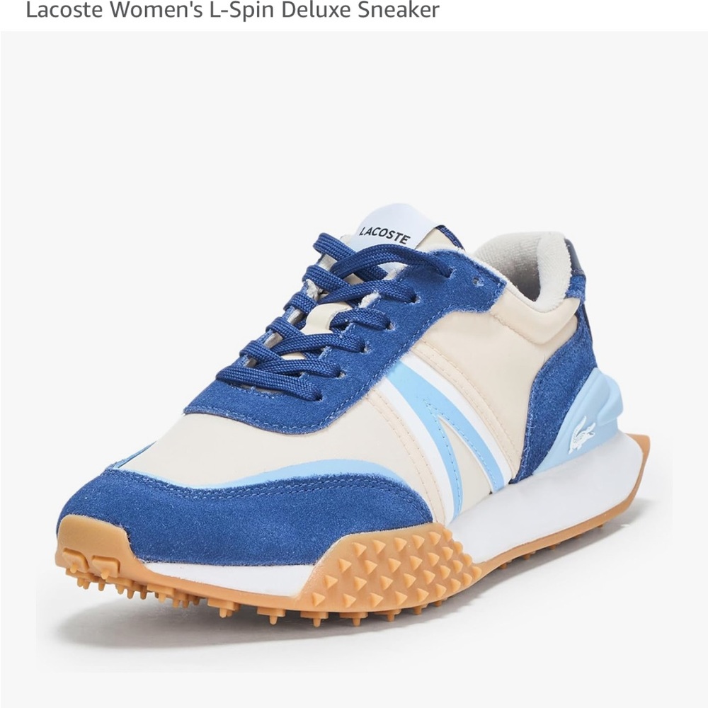 Lacoste Blue and Cream Women's L-Spin Deluxe Sneakers